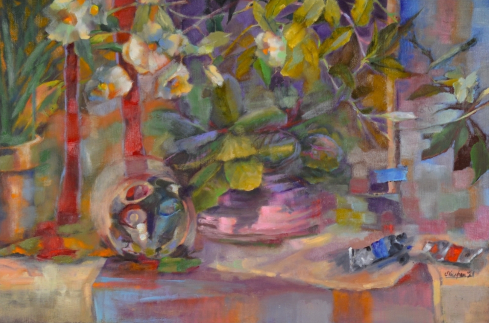 “Pot, Plants & Paint Tubes”  24x16